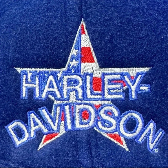 Vintage Harley-Davidson Wool StrapBack Winter Hat (Made in USA) NWOT Red/Wht/Blu - Picture 2 of 6